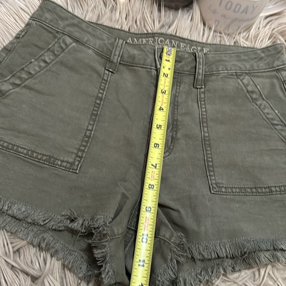 AE Hi Rise Festival-Stretch-Sz 4-Olive Green-Raw Hem - Picture 7 of 11
